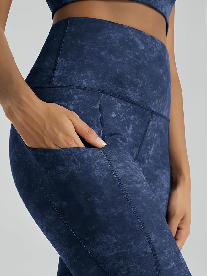 ODODOS Women's High Waisted Yoga Capris with Pockets, Tummy Control Non See Through Workout Athletic Running Capri Leggings