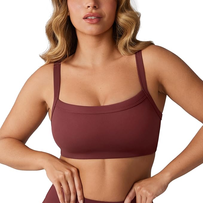 UNISSU Hugcurve Adjustable Sports Bra Square Neck Wireless Padded Yoga Workout Tops