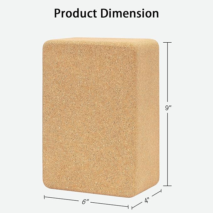 Hatha Yoga Cork Yoga Block, Natural Cork from Portuguese, Premium Brick, Eco-Friendly Yoga Accessories for Yoga, Pilates & Stretching