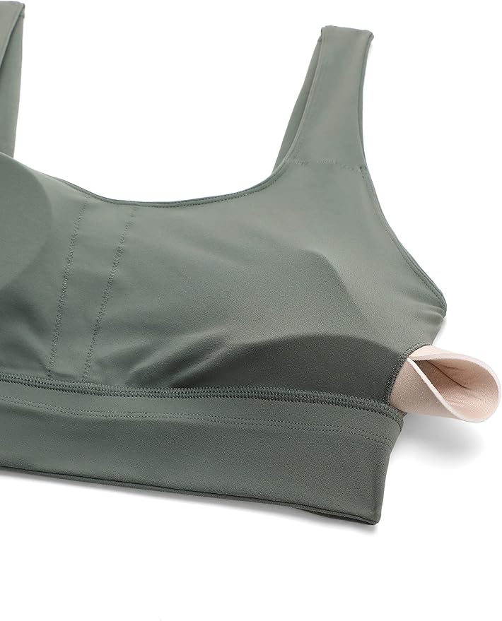 CRZ YOGA Butterluxe U Back Longline Sports Bras for Women - Scoop Neck Padded Yoga Workout Crop Top with Built in Pads