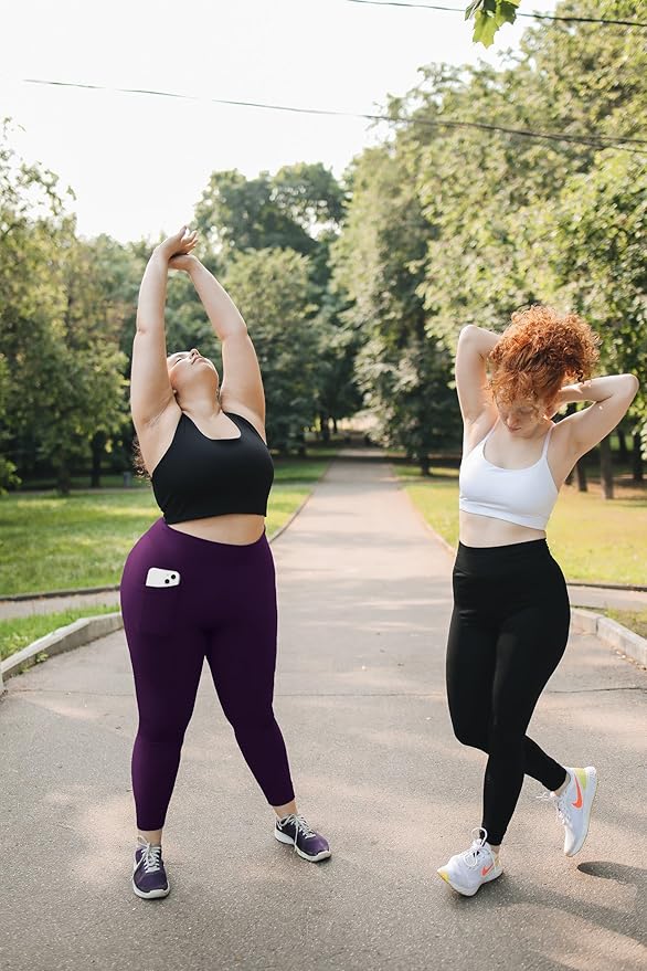 Plus Size Leggings for Women with Pockets-Stretchy XL-5XL Yoga Pants Tummy Control High Waist Workout Leggings