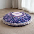 Meditation Cushion 32 Inch Round, Extra Thick Memory Foam Floor Pillow with Removable Washable Cover, Bohemian Mandala Yoga Cushion for Adults - Ideal Gift & Holiday Decor, Purple