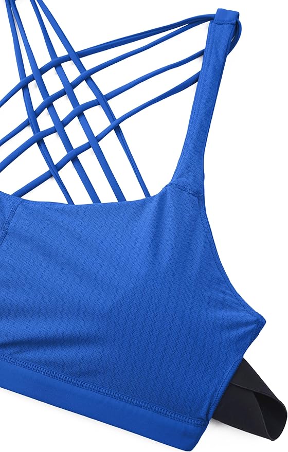 CRZ YOGA Naked Feeling Strappy Sports Bras for Women - Criss Cross Back Wireless Padded Cami Yoga Workout Top