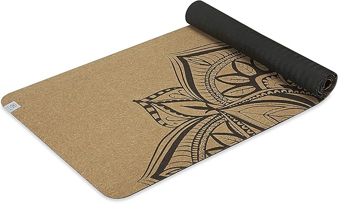 Gaiam Cork Yoga Exercise Mat | Natural Sustainable Cork Resists Sweat and Odors | Non-Slip TPE Backing Prevents Slipping| Great for Hot Yoga, Pilates, Fitness Working Out (68" x 24"x 5mm Thick)