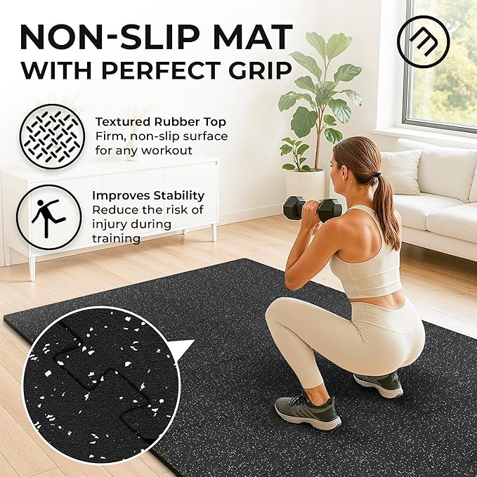 bemaxx Gym Mats Set - 18 pcs EVA Interlocking Foam Floor Tiles (12.6"x12.6"x0.4") 18sqft Protective Gym Flooring Sports Home Workout Exercise Mats Puzzle Garage Fitness Play-Room Pool Treadmill Bike