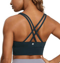 CRZ YOGA Naked Feeling Strappy Longline Sports Bras for Women - Medium Impact Criss Cross Yoga Padded Workout Crop Top