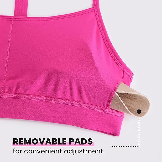 CRZ YOGA Butterluxe Y Back Sports Bras for Women - Padded Racerback Low Impact Spaghetti Thin Strap Workout Yoga Top