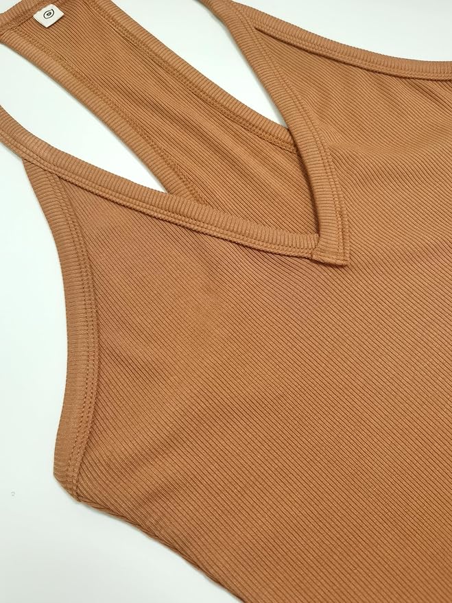 iGENJUN Workout Tops for Women Racerback Basic Tank Summer 2026 Camisole V Neck Slim Fit Ribbed Sleeveless