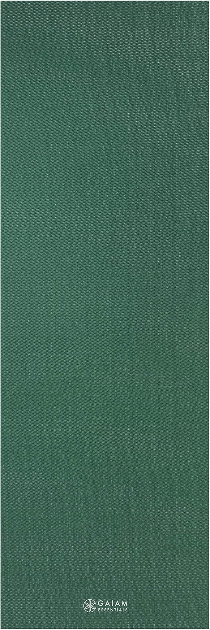 Gaiam Essentials 1/4" Thin (6mm) Yoga & Pilates, Fitness & Exercise Mat with Easy-Cinch Carrier Strap Cusion Support For Fitness and Gym Workouts