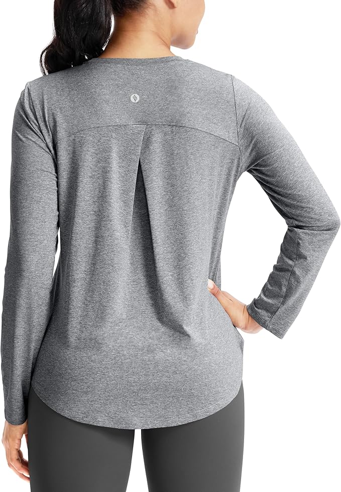 SANTINY Lightweight Long Sleeve Workout Tops for Women Breathable Gym Yoga Athletic Running Hiking Top UPF 50+ Sun Shirts