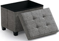 Ornavo Home Storage Ottoman Small Rectangle Ottoman with Legs, Foot Rest Stool Seat, Load up to 600 LB, for Living Room, Bedroom, Home Office, Dorm - 12 x 16 x 12, Dark Gray