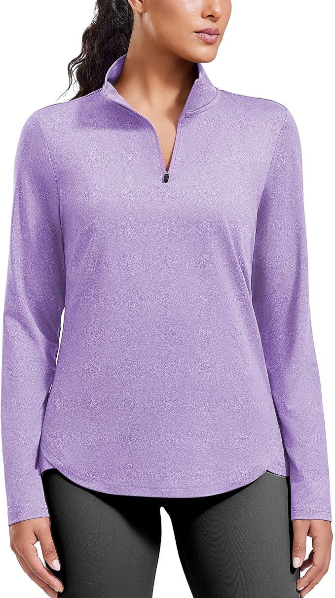 PINSPARK Workout Tops for Women Long Sleeve Athletic Shirt Quarter Zip Running Shirts Stretchy UPF 50+ Yoga Hiking Tee Top
