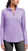 PINSPARK Workout Tops for Women Long Sleeve Athletic Shirt Quarter Zip Running Shirts Stretchy UPF 50+ Yoga Hiking Tee Top