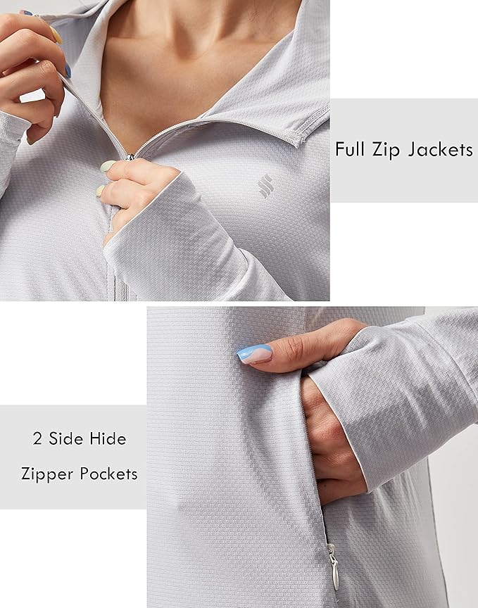 Soothfeel Women's UPF 50+ Sun Protection Hoodie Jacket Lightweight Long Sleeve Sun Shirt for Women with Pocket Hiking Outdoor