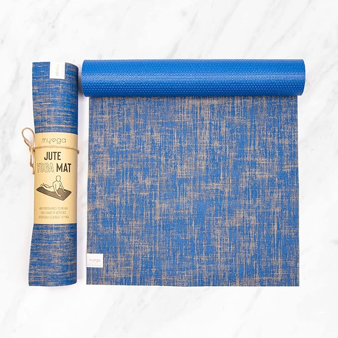 Myga Jute Yoga Mat, High Performance Vegan Floor Exercise Mat, Eco Friendly Biodegradable Yoga Mat with PVC Backing,72" x 24", 0.2" Thickness