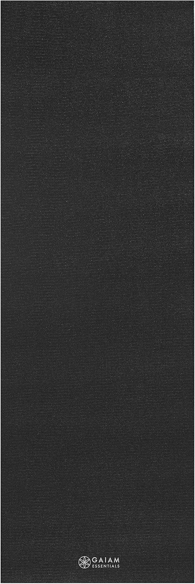 Gaiam Essentials 1/4" Thin (6mm) Yoga & Pilates, Fitness & Exercise Mat with Easy-Cinch Carrier Strap Cusion Support For Fitness and Gym Workouts