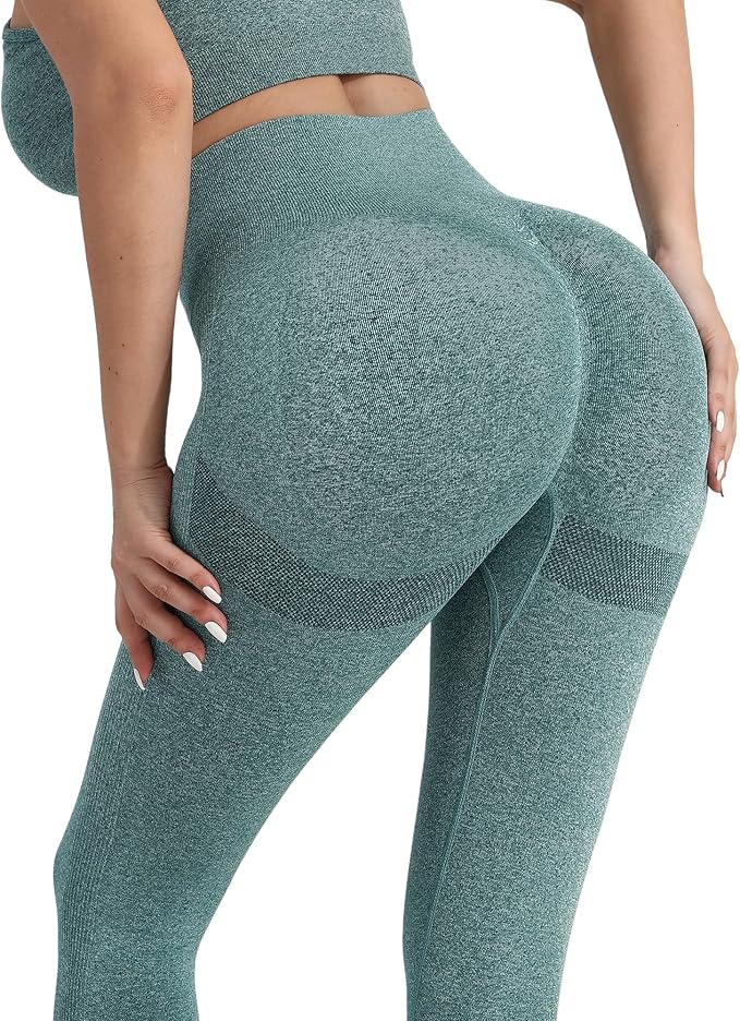 CHRLEISURE Workout Leggings Sets for Women, Gym Scrunch Butt Butt Lifting Seamless Leggings 3 Piece