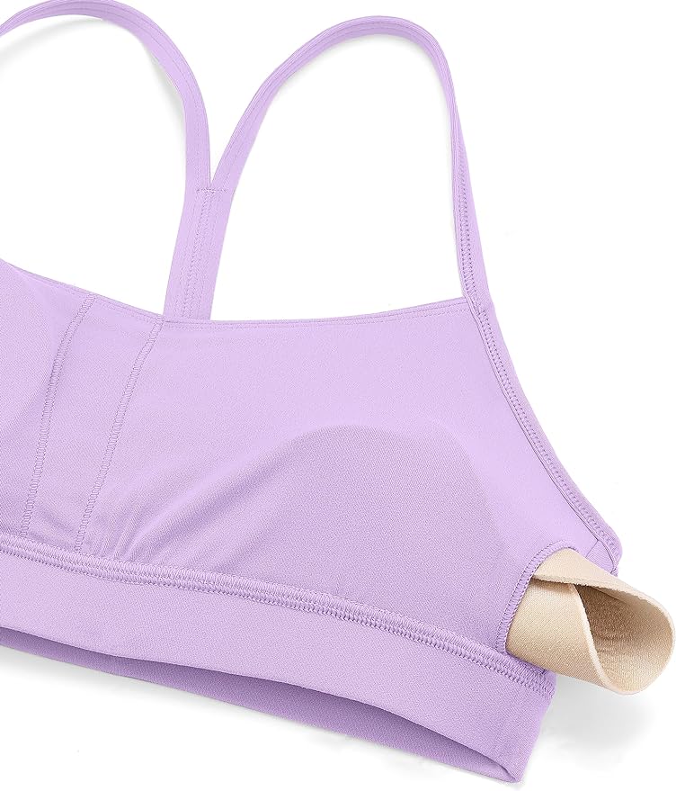 CRZ YOGA Butterluxe Y Back Sports Bras for Women - Padded Racerback Low Impact Spaghetti Thin Strap Workout Yoga Top
