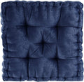 Intelligent Design Azza Floor Pillow, Large Cushions Sitting for Adults, Floor Pillow for Meditation or Yoga, Lustrous Chenille Tufted with Scalloped Edges for Bench/Chair Cushion, 20"x20"x5" Navy
