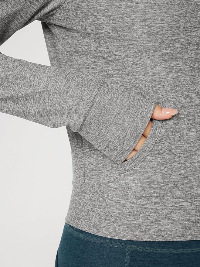 ODODOS Women's Full-Zip Cropped Hoodie - odSTRATUM Tech Ultra Soft UPF 50+ Hooded Jacket with Pockets