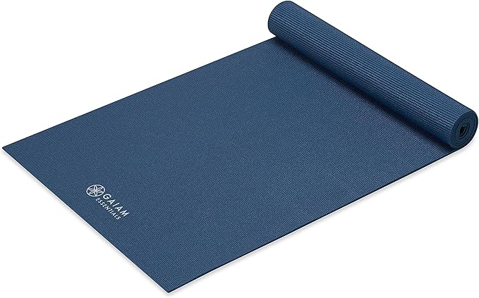 Gaiam Essentials 1/4" Thin (6mm) Yoga & Pilates, Fitness & Exercise Mat with Easy-Cinch Carrier Strap Cusion Support For Fitness and Gym Workouts