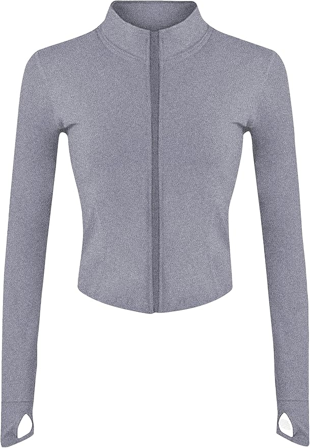 Lviefent Womens Lightweight Full Zip Running Track Jacket Workout Slim Fit Yoga Sportwear with Thumb Holes