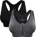 Women's Zip Front Sports Bra Wireless Post-Surgery Bra Active Yoga Sports Bras