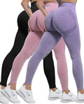 CHRLEISURE Workout Leggings Sets for Women, Gym Scrunch Butt Butt Lifting Seamless Leggings 3 Piece