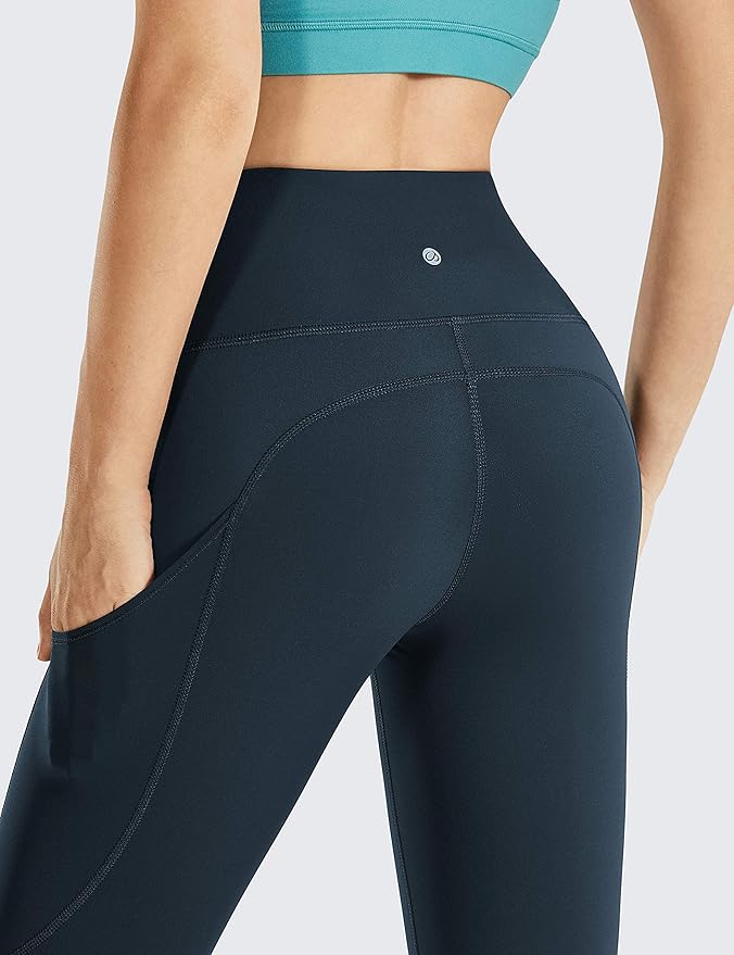 CRZ YOGA Naked Feeling Workout Leggings Pockets 25'' - High Waisted Womens Yoga Pants Running Tights