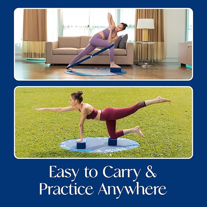 Tumaz Non-Slip Yoga Blocks 2-Pack - High Density/Lightweight EVA Foam & Natural Cork for Stability, Premium Set with E-Book Included