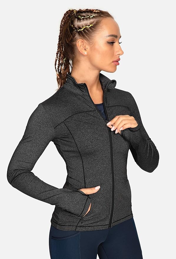 QUEENIEKE Womens Running Jackets Athletic Workout Scrub Jacket Track Full Zip Up Gym for Women Yoga Top