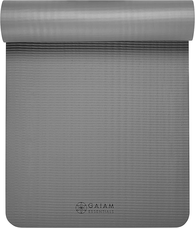 Gaiam Yoga Mat, Pilates & Exercise Mat, Thick 2/5" (10mm) Workout Mat with Easy-Cinch Carrying Strap for Home & Gym Workouts