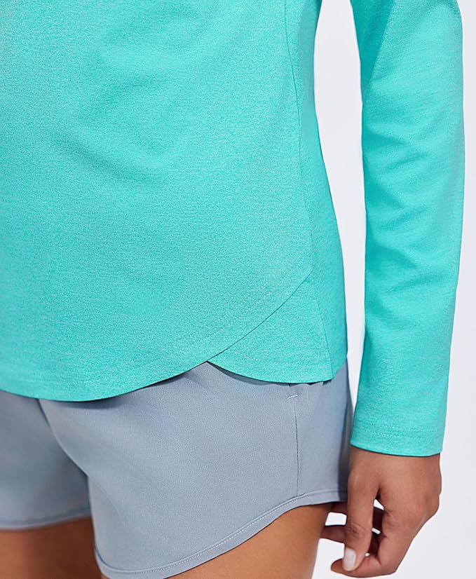 PINSPARK Workout Tops for Women Long Sleeve Athletic Shirt Quarter Zip Running Shirts Stretchy UPF 50+ Yoga Hiking Tee Top