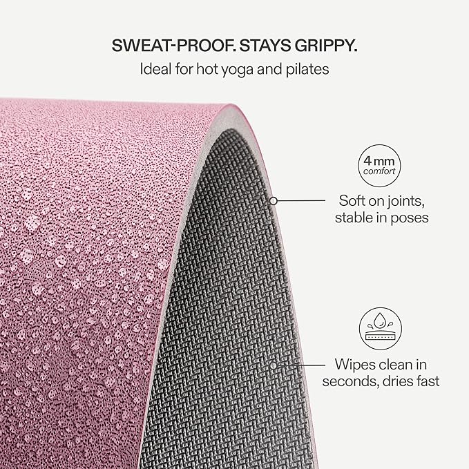Premium Yoga Mat – Sweat-Activated Non-Slip PU Grip I Natural Rubber Base I 4mm for Yoga, Pilates & Workouts