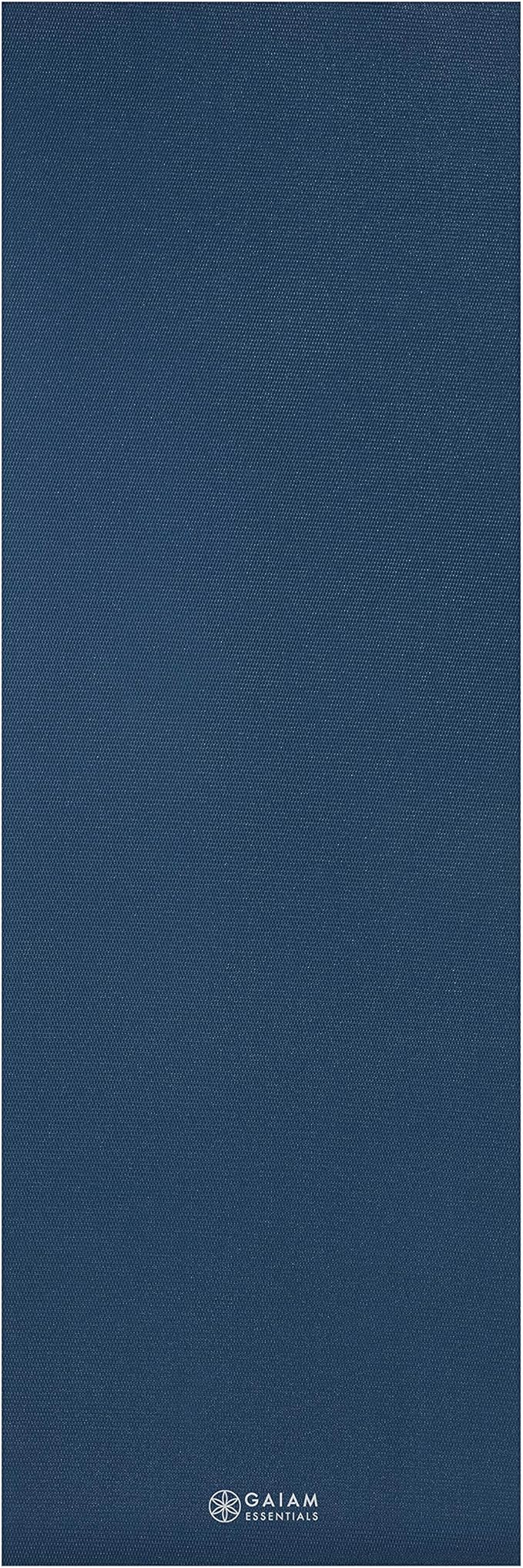 Gaiam Essentials 1/4" Thin (6mm) Yoga & Pilates, Fitness & Exercise Mat with Easy-Cinch Carrier Strap Cusion Support For Fitness and Gym Workouts