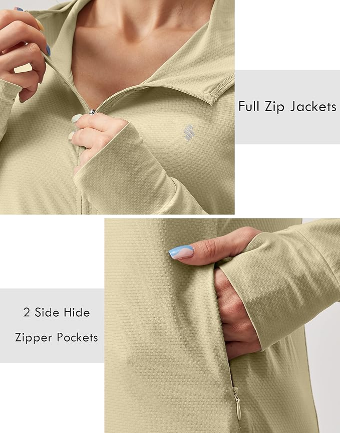 Soothfeel Women's UPF 50+ Sun Protection Hoodie Jacket Lightweight Long Sleeve Sun Shirt for Women with Pocket Hiking Outdoor