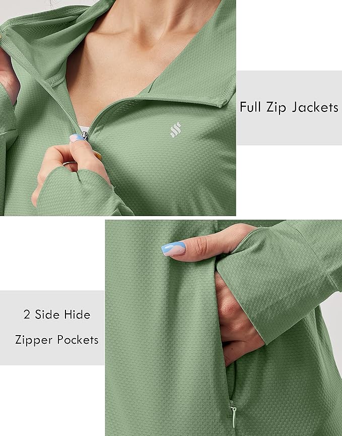 Soothfeel Women's UPF 50+ Sun Protection Hoodie Jacket Lightweight Long Sleeve Sun Shirt for Women with Pocket Hiking Outdoor