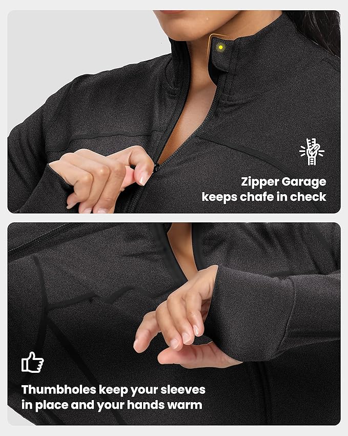 GYM RAINBOW Womens Zip Up Workout Jakcets Lightweight Slim Fit Running Athletic Jackets with Thumb Holes