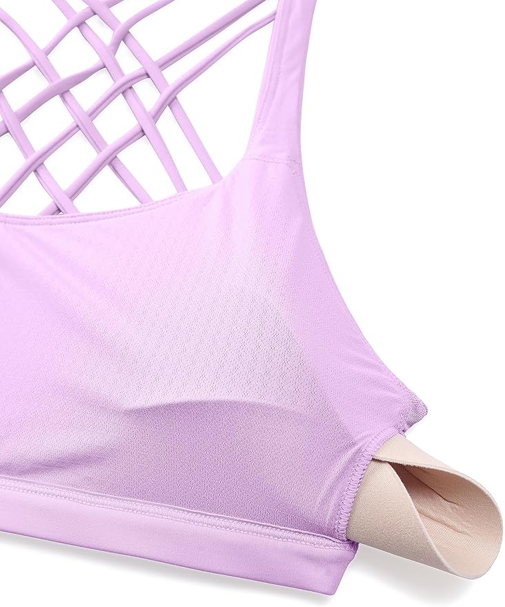 CRZ YOGA Naked Feeling Strappy Sports Bras for Women - Criss Cross Back Wireless Padded Cami Yoga Workout Top