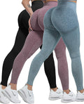 CHRLEISURE Workout Leggings Sets for Women, Gym Scrunch Butt Butt Lifting Seamless Leggings 3 Piece