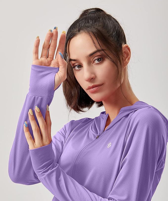 Soothfeel Women's UPF 50+ Sun Protection Hoodie Jacket Lightweight Long Sleeve Sun Shirt for Women with Pocket Hiking Outdoor