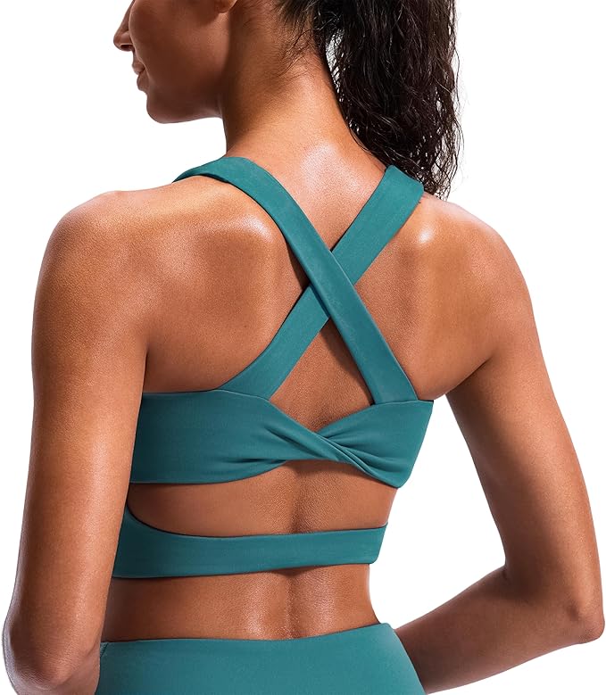 Sports Bras for Women Criss-Cross Back Padded Workout Tank Tops Medium Support Crop Tops for Women