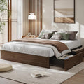 GarveeHome King Size Wood Platform Bed Frame with 2 Storage Drawers, Wooden Bed Frame Without Headboard, Wood Slat Support, No Box Spring Needed, Easy Assembly