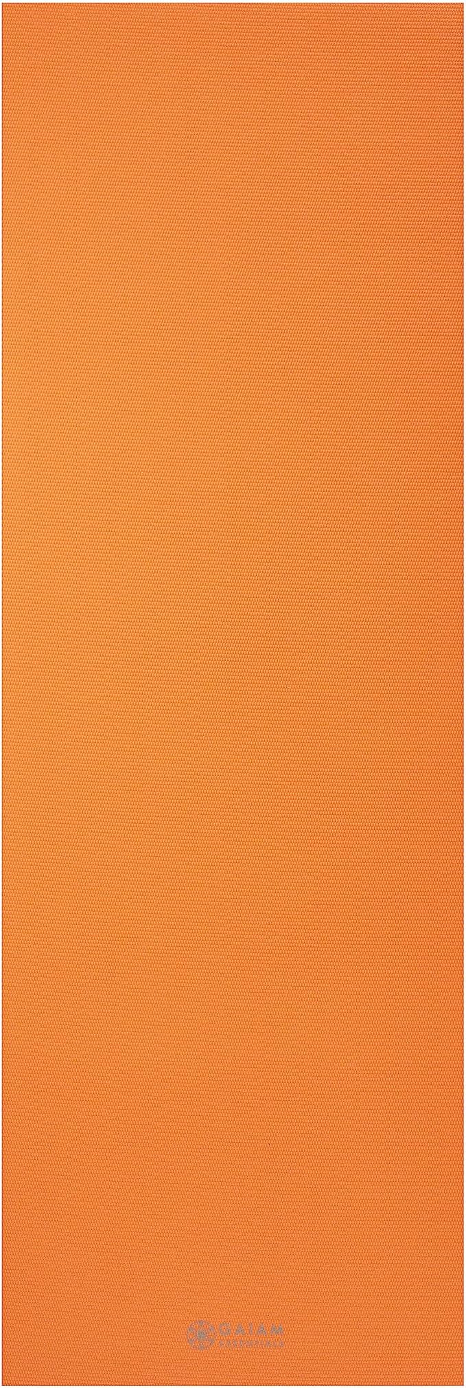 Gaiam Essentials 1/4" Thin (6mm) Yoga & Pilates, Fitness & Exercise Mat with Easy-Cinch Carrier Strap Cusion Support For Fitness and Gym Workouts