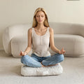 HIGOGOGO 4" Washable Floor Pillow Cushion for Adults, Meditation Cushion Pillow, Large Square Floor Sitting, Removable Tufted Corduroy Cover, for Tatami Living Room or Yoga, 22x22 Inch,Beige