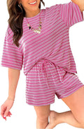 MARZXIN Women 2 Piece Shorts Set 2026 Casual Summer Cruise Outfits Ribbed Loose Short Sleeve Pocket Matching Lounge Sets