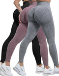 CHRLEISURE Workout Leggings Sets for Women, Gym Scrunch Butt Butt Lifting Seamless Leggings 3 Piece