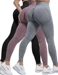CHRLEISURE Workout Leggings Sets for Women, Gym Scrunch Butt Butt Lifting Seamless Leggings 3 Piece