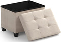 Ornavo Home Storage Ottoman Small Rectangle Ottoman with Legs, Foot Rest Stool Seat, Load up to 600 LB, for Living Room, Bedroom, Home Office, Dorm - 12 x 16 x 12, Beige
