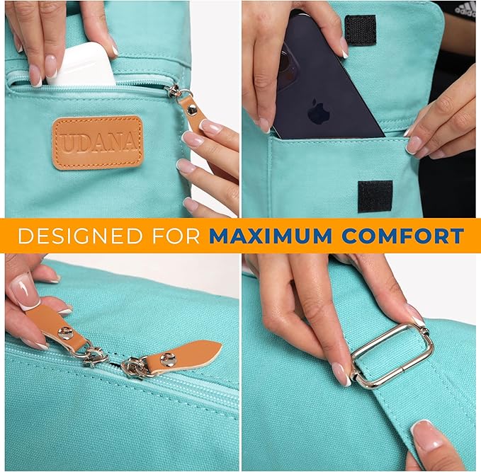 UDANA Yoga Mat Bag – Heavy Duty Canvas Carrier with 3 Pockets & Full Zip – Available in 3 Sizes (16L, 18L, 34L) - Multiple Colors